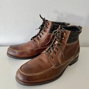 Johnston Murphy Loftin Tan Oiled Nappa Leather Moc Toe Boot Like NEW